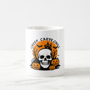 Creep, Carve, Chill: Halloween Skull & Pumpkin Kaffeetasse