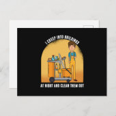 Creep in Gebäude Janitor Mop Reiniger Reinigung Postkarte (Vorne/Hinten)
