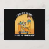 Creep in Gebäude Janitor Mop Reiniger Reinigung Postkarte (Vorderseite)