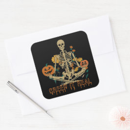 CREEP IT EAL beängstigende Halloween Skelettkürbis Quadratischer Aufkleber