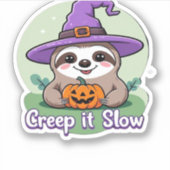 Creep It Langsam � Niedliches Halloween Sloth Shir Aufkleber (Vorderseite)