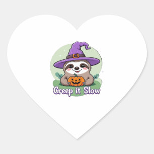 Creep It Langsam � Niedliches Halloween Sloth Shir Herz-Aufkleber