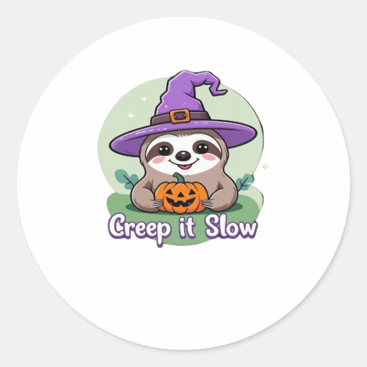 Creep It Langsam � Niedliches Halloween Sloth Shir Runder Aufkleber (Vorderseite)