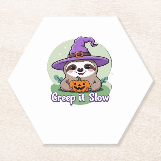 Creep It Langsam � Niedliches Halloween Sloth Shir Untersetzer (Vorderseite)
