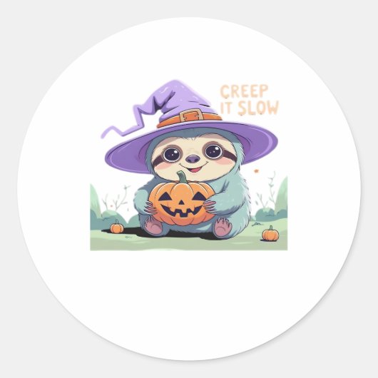 Creep It Langsam � Niedliches Sloth Halloween Shir Runder Aufkleber (Vorderseite)