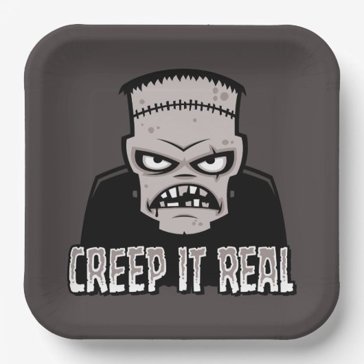 Creep It Real Classic Horror Frankenstein Design Pappteller (Vorderseite)