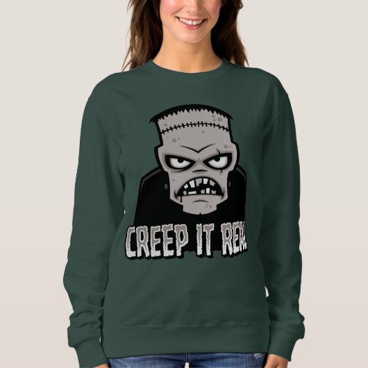 Creep It Real Classic Horror Frankenstein Design Sweatshirt (Vorderseite)