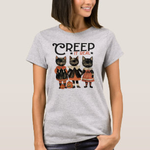 Creep it Real Funny Cats Halloween T-Shirt