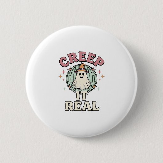 Creep It Real Ghost Disco Halloween-Shirt-Design_1 Button (Vorderseite)