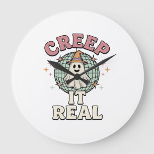 Creep It Real Ghost Disco Halloween-Shirt-Design_1 Große Wanduhr