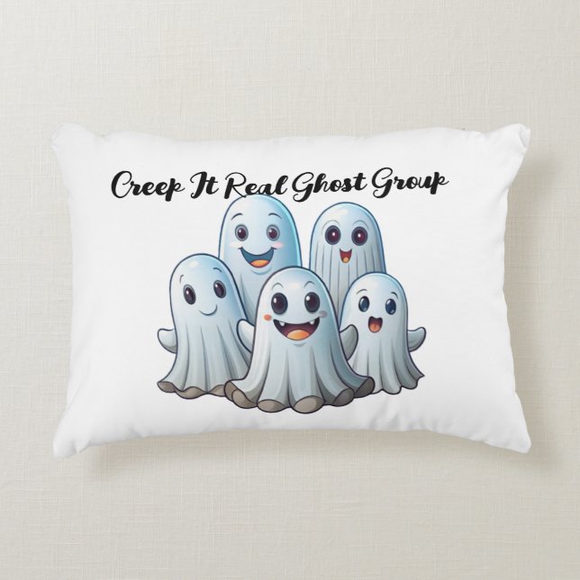 Creep It Real: Ghost Group Throw Kissen (Vorderseite)