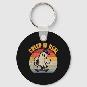 Creep It Real Ghost-Shirt Vintage-Skateboarding-Sh Schlüsselanhänger