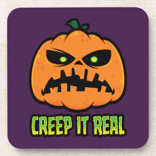Creep It Real Grumpy Halloween-Kürbis Getränkeuntersetzer