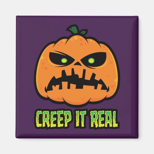 Creep It Real Grumpy Halloween-Kürbis Magnet (Vorne)