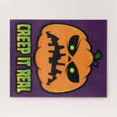 Creep It Real Grumpy Halloween-Kürbis Puzzle (Horizontal)