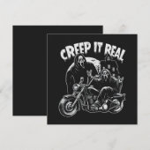 Creep It Real Halloween Biker Ghostface Feiertagskarte (Vorne/Hinten)