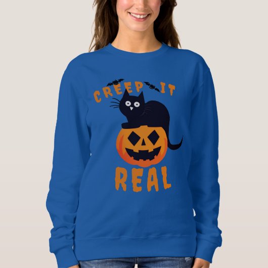 Creep It Real Halloween Black Cat Sweatshirt (Vorderseite)