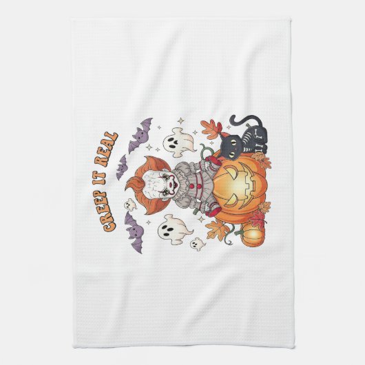 Creep It Real Halloween Clown Geschirrtuch (Vertikal)