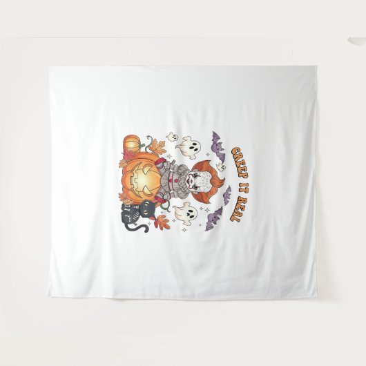 Creep It Real Halloween Clown Wandteppich (Vorderseite (Horizontal))