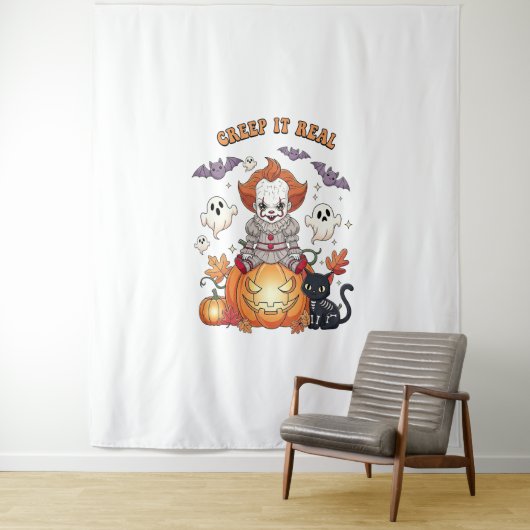 Creep It Real Halloween Clown Wandteppich (Beispiel)