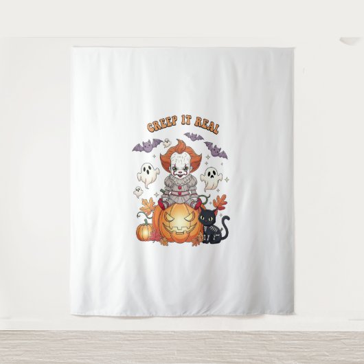 Creep It Real Halloween Clown Wandteppich (Vorderseite)