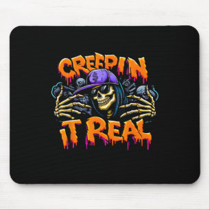 Creep It Real Halloween Hip Hop Skeleton Drug Graf Mousepad