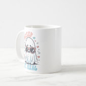 Creep It Real" Halloween Mug – Cute Ghost with Sun Kaffeetasse (Vorderseite Links)