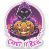 Creep it Real, Horror Halloween Illustration Aufkleber (Vorderseite)