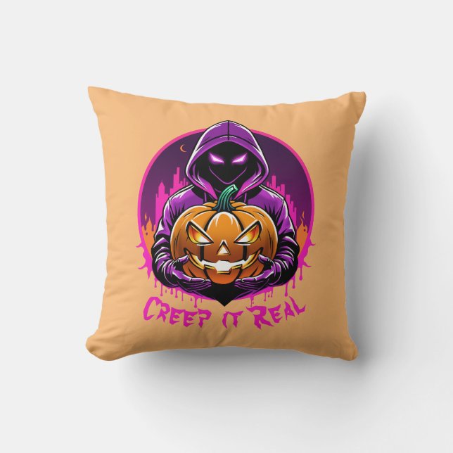 Creep it Real, Horror Halloween Illustration Kissen (Vorderseite)