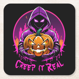 Creep it Real, Horror Halloween Illustration Rechteckiger Pappuntersetzer