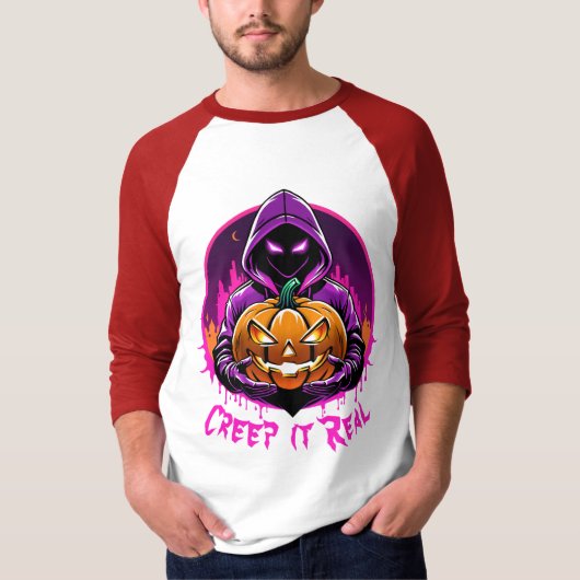 Creep it Real, Horror Halloween Illustration T-Shirt (Vorderseite)