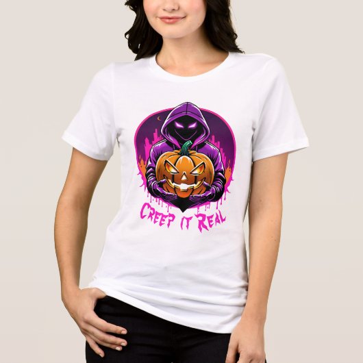 Creep it Real, Horror Halloween Illustration Tri-Blend Shirt (Vorderseite)