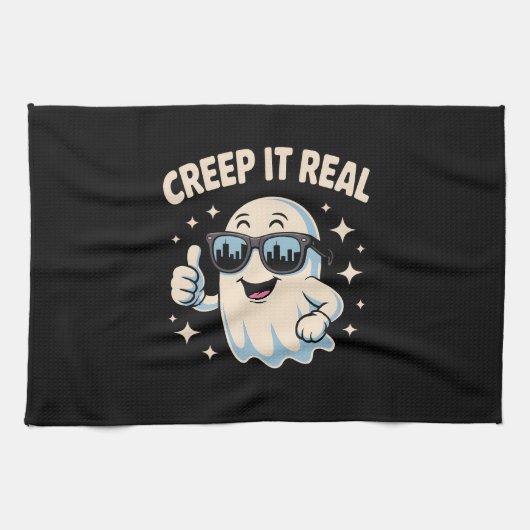 Creep It Real, Niedliche Halloween Ghost Geschirrtuch (Horizontal)