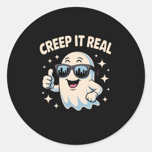 Creep It Real, Niedliche Halloween Ghost Runder Aufkleber (Vorderseite)