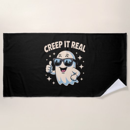 Creep It Real, Niedliche Halloween Ghost Strandtuch (Vorderseite)
