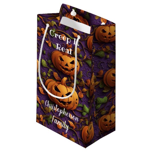 Creep It Real Pumpkin Kleine Geschenktüte (Vorderseite Schrägansicht)