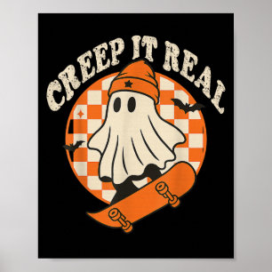 Creep It Real Retro Halloween-Party Funny Ghost Sk Poster