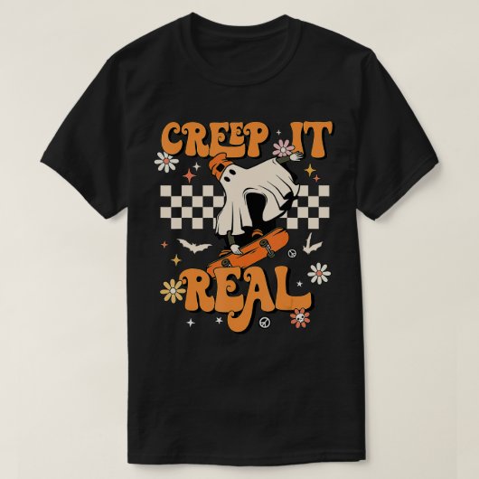 Creep It Real Retro Halloween-Party Funny Ghost Sk T-Shirt (Design vorne)