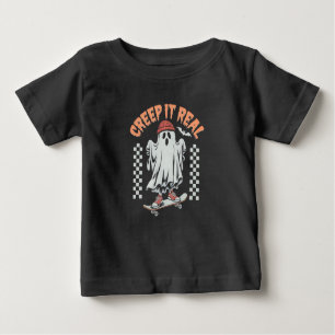 Creep It Real Retro Halloween Skate Ghost Baby T-shirt