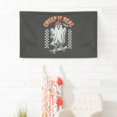 Creep It Real Retro Halloween Skate Ghost Banner (Insitu)