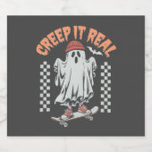 Creep It Real Retro Halloween Skate Ghost Bierflaschenetikett (Einzelnes Label)