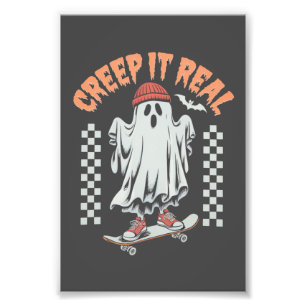 Creep It Real Retro Halloween Skate Ghost Fotodruck