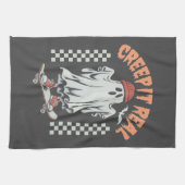Creep It Real Retro Halloween Skate Ghost Geschirrtuch (Horizontal)