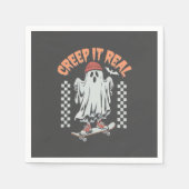 Creep It Real Retro Halloween Skate Ghost Serviette (Vorderseite)