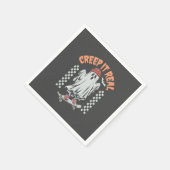 Creep It Real Retro Halloween Skate Ghost Serviette (Ecke)