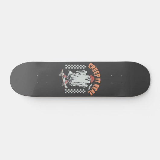 Creep It Real Retro Halloween Skate Ghost Skateboard (Horizontal)