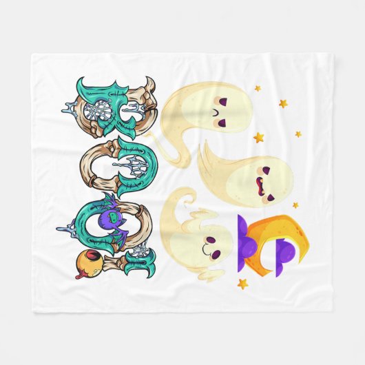 Creep It Real Skateboarding Ghost Retro Halloween Fleecedecke (Vorderseite (Horizontal))