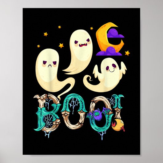Creep It Real Skateboarding Ghost Retro Halloween Poster (Vorne)