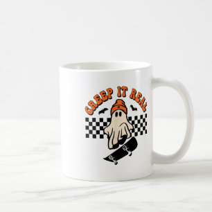 Creep It Real Skateboarding Retro Halloween Ghost Kaffeetasse