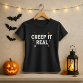 Creep It Real White Spider Puff Halloween T-Shirt